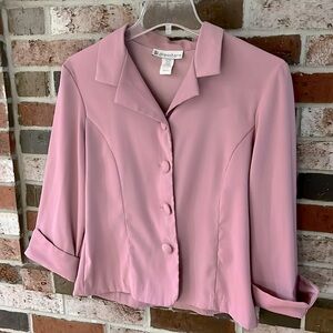 DRESS BARN Dusty Rose Covered Button Fitted Blazer Jacket Size S